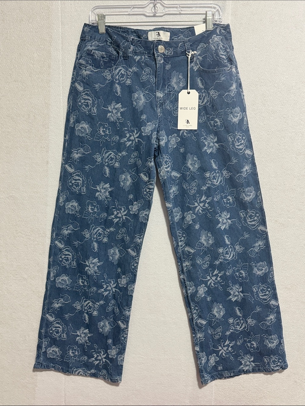 Flying Angel Festival Blue Floral Wide Leg Jeans